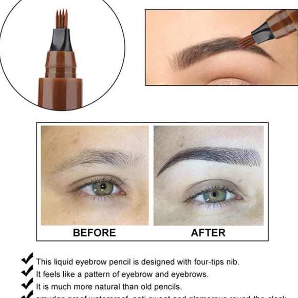 Waterproof 4-point eyebrow pencil kit with 3 stencils and 1 razor for precise - Picture 4 of 5